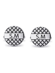 Personalized Textured Hexagon Initial Cufflinks