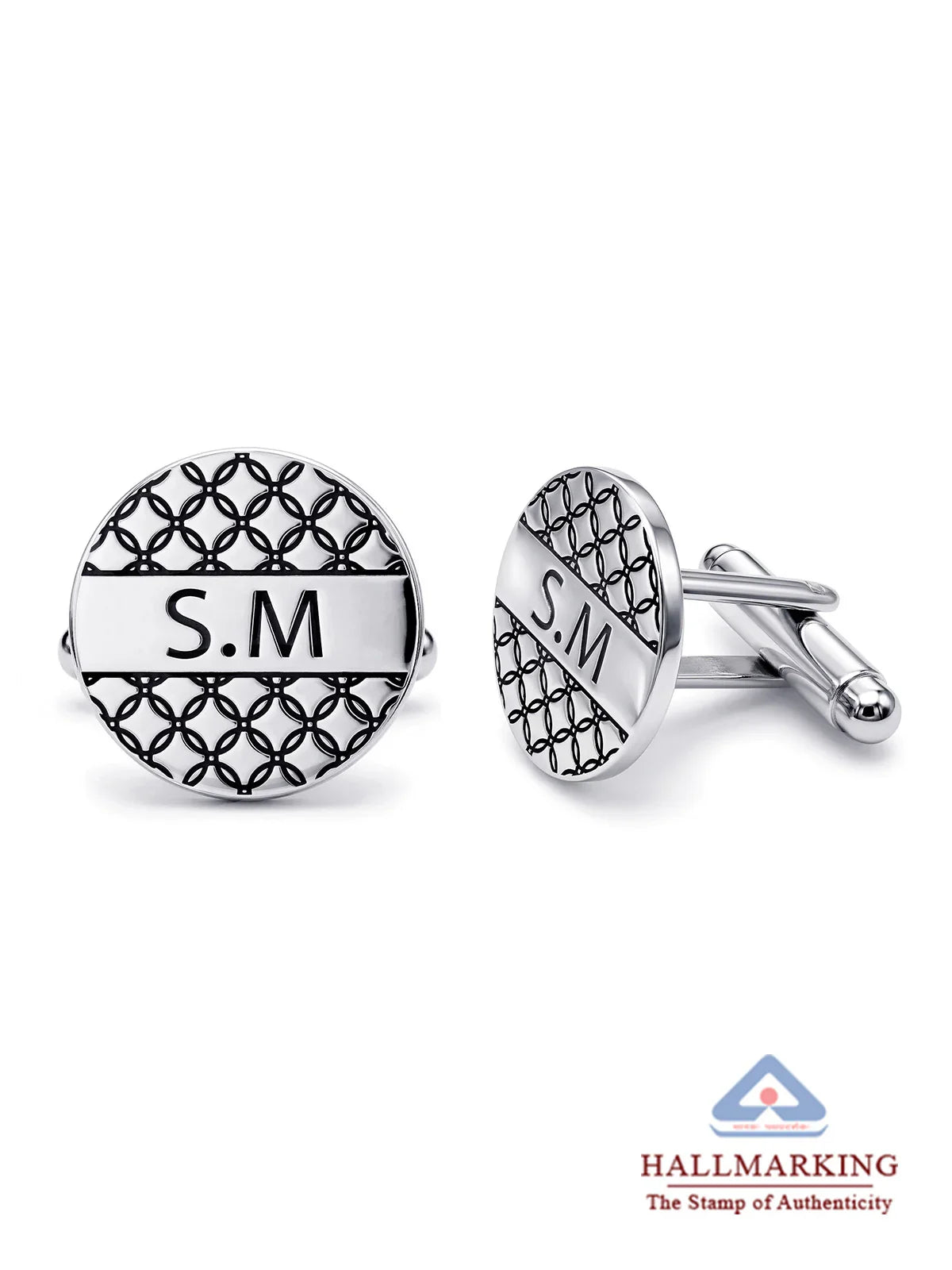 Personalized Textured Hexagon Initial Cufflinks