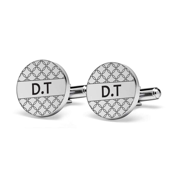 925 Sterling Silver Personalised Engraved Alphabet Letter Initial Texture Hexagon Cufflink for Men and Boys