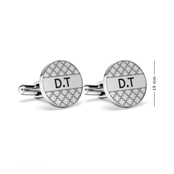 925 Sterling Silver Personalised Engraved Alphabet Letter Initial Texture Hexagon Cufflink for Men and Boys