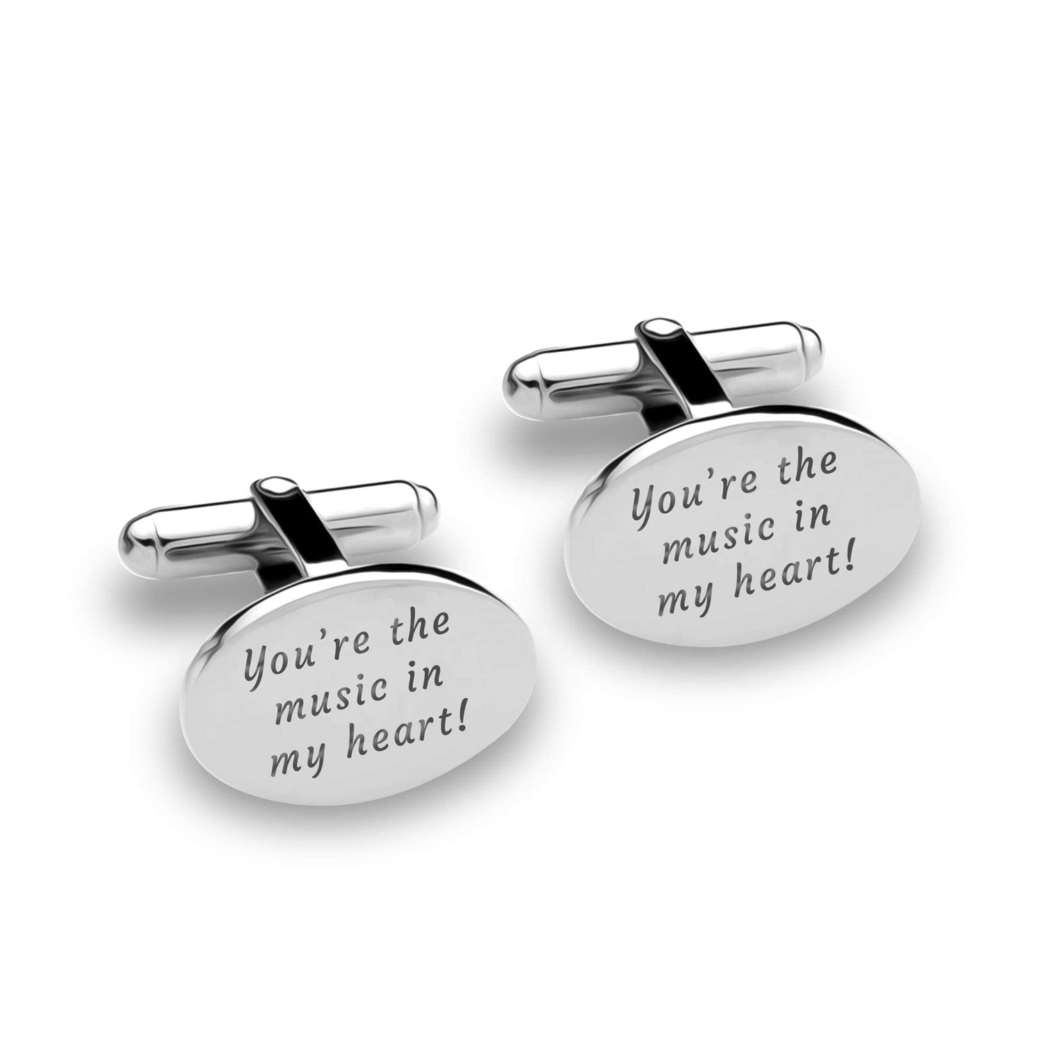 925 Sterling Silver Personalised Initial Name Engraved Message Oval Cufflink for Men and Boys