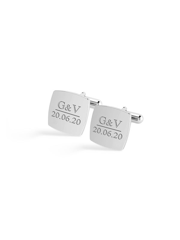 Personalized Groom Name & Date Square Cufflinks
