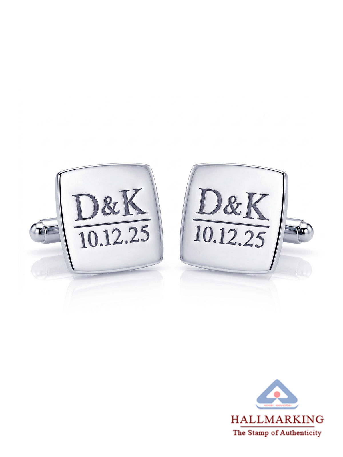 Personalized Groom Name & Date Square Cufflinks