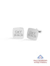 925 Sterling Silver Personalised Name and Date for Groom Engraved Square Cufflink for Men and Boys