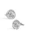 925 Sterling Silver Personalised Name and Date for Groom Engraved Round Cufflink for Men and Boys