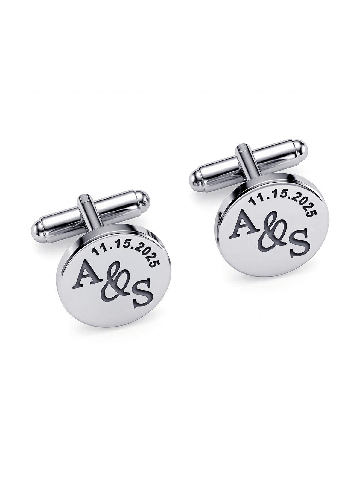 Personalized Groom Name & Date Round Cufflinks