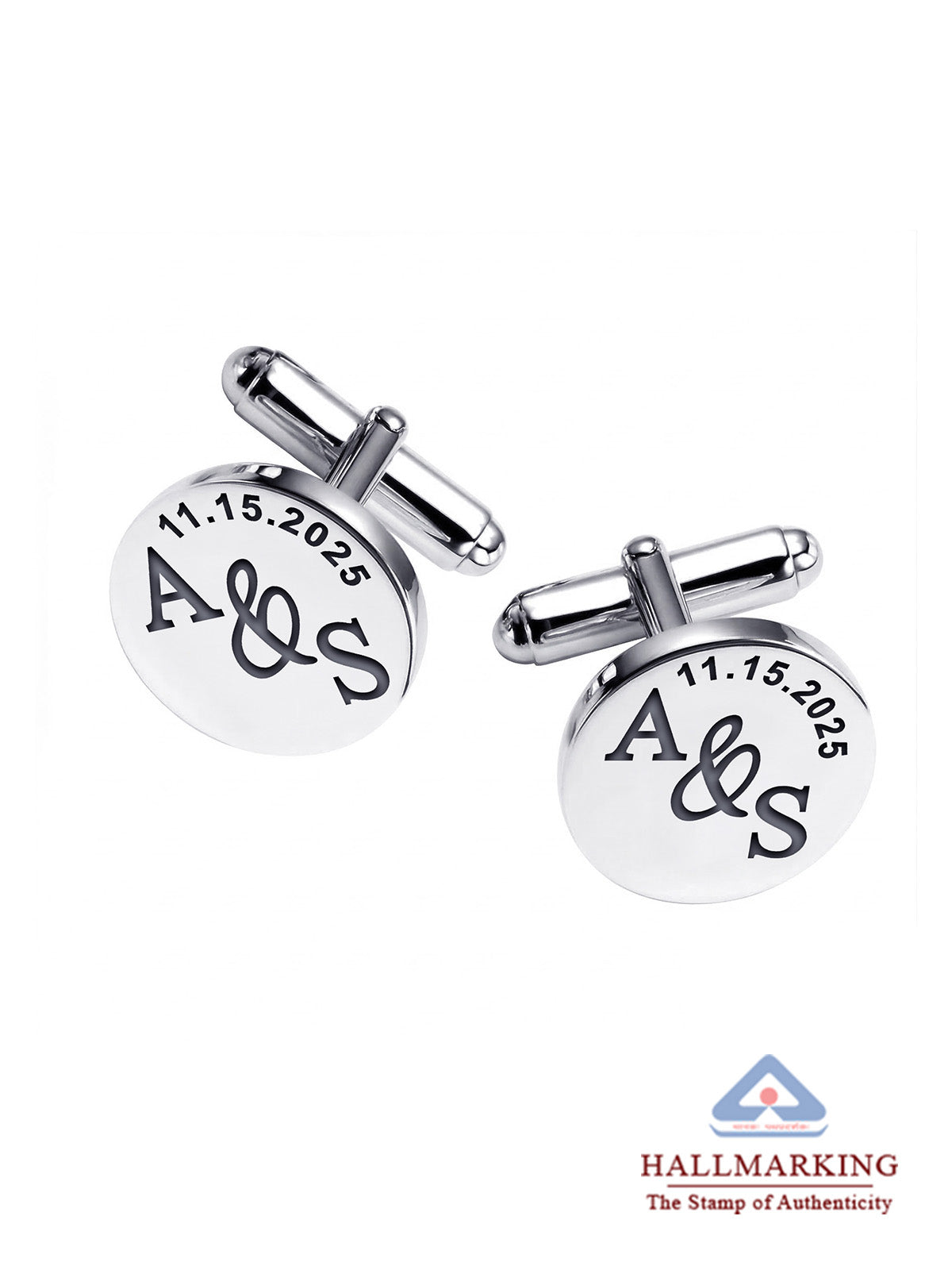 Personalized Groom Name & Date Round Cufflinks