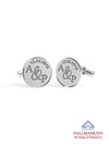 925 Sterling Silver Personalised Name and Date for Groom Engraved Round Cufflink for Men and Boys