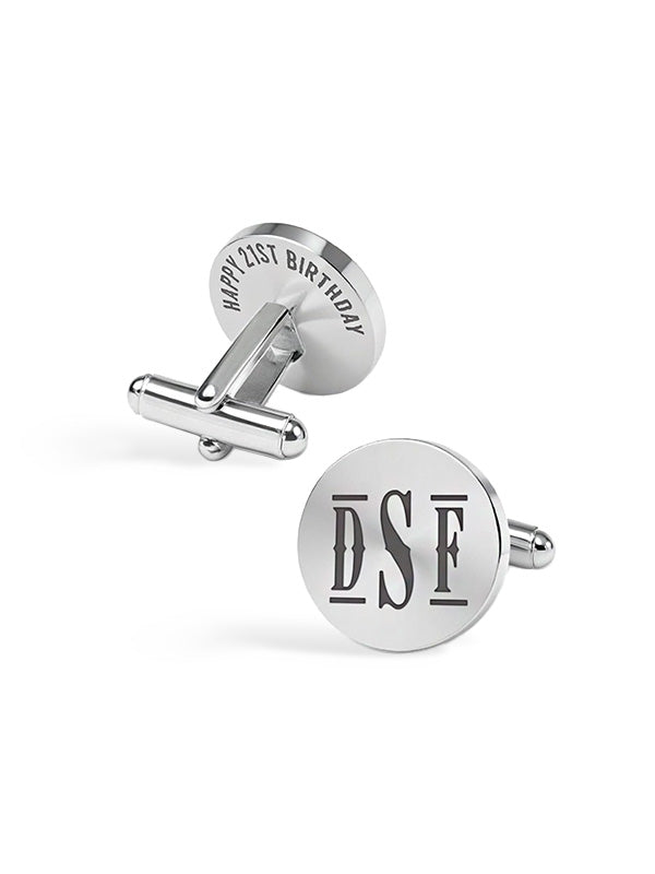 925 Sterling Silver Personalised Initial Name Monogram Cufflinks with Back Text Name for Men and Boys