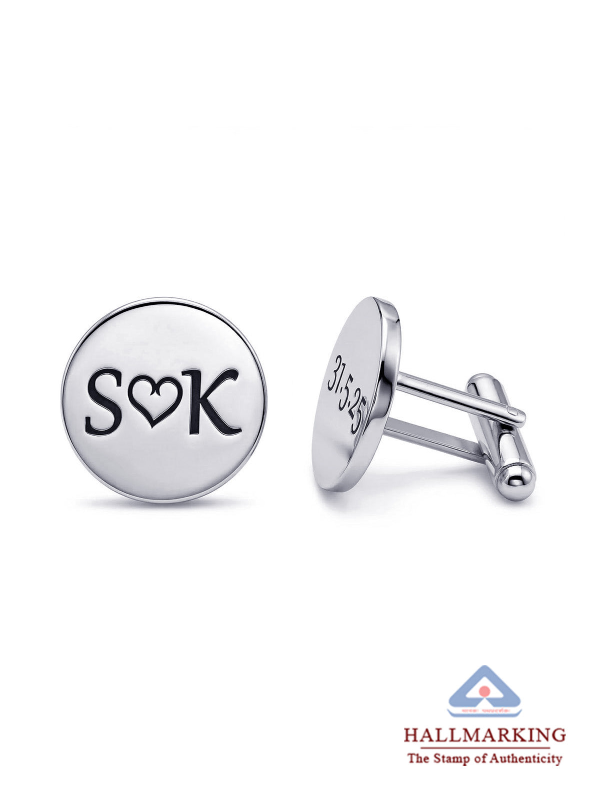 Personalized Initial with Heart Cufflinks