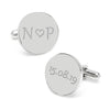 925 Sterling Silver Personalised Initial With Love Heart Engraved Cufflink for Men and Boys
