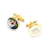 Personalised 925 Sterling Silver Photo Round Engraved Couple Initails and Date Customised Memorial Cufflinks for Men