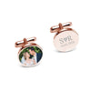 Personalised 925 Sterling Silver Photo Round Engraved Couple Initails and Date Customised Memorial Cufflinks for Men