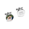Personalised 925 Sterling Silver Photo Round Engraved Couple Initails and Date Customized Memorial Cufflinks for Men