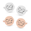 Personalised 925 Sterling Silver Infinity symbol & Last Name Cufflink for Men and Boys 1 Pair