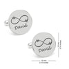 Personalised 925 Sterling Silver Infinity symbol & Last Name Cufflink for Men and Boys 1 Pair