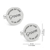Personalised 925 Sterling Silver Dates Quotes Father of Bride or Groom & Date Cufflink for Men and Boys 1 Pair