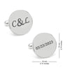 Personalised 925 Sterling Silver Date and Initial Cufflink for Men and Boys 1 Pair