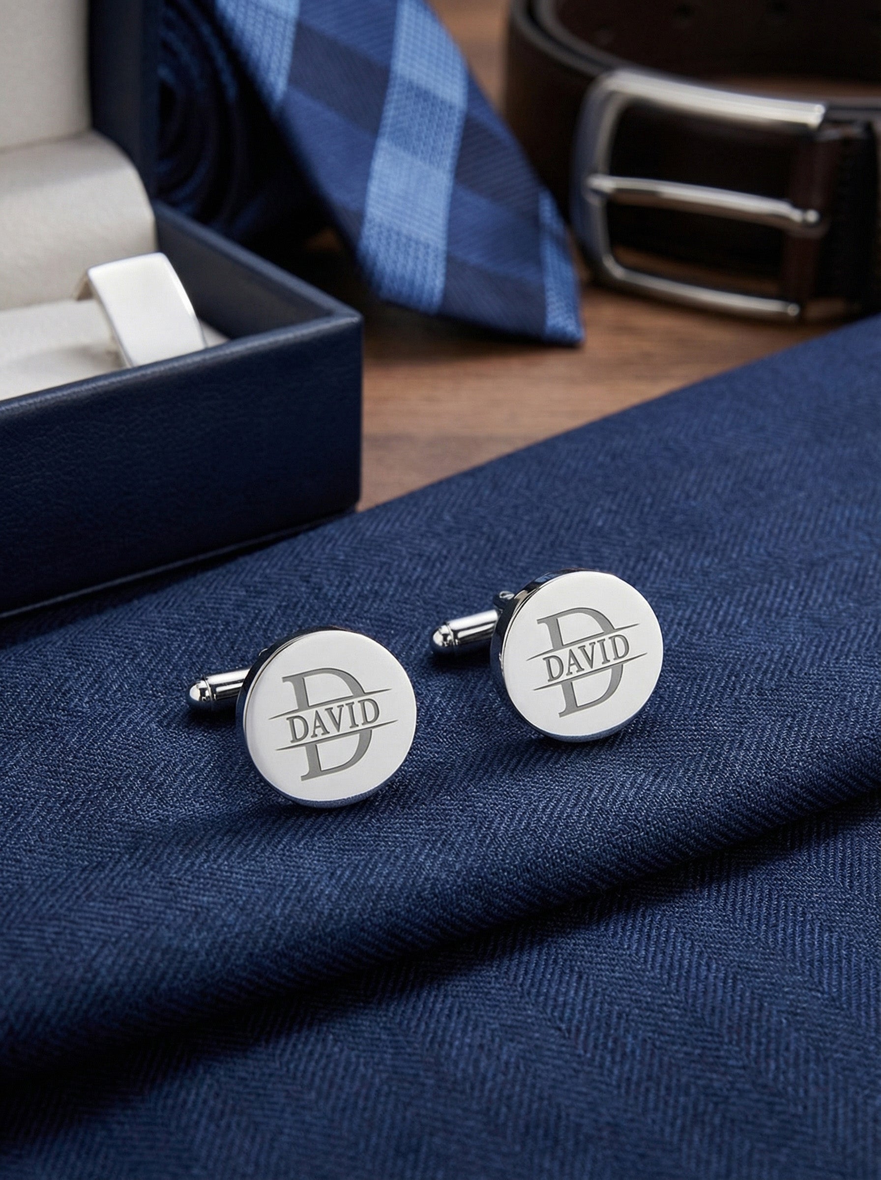 Personalized Designer Round Initial Cufflinks