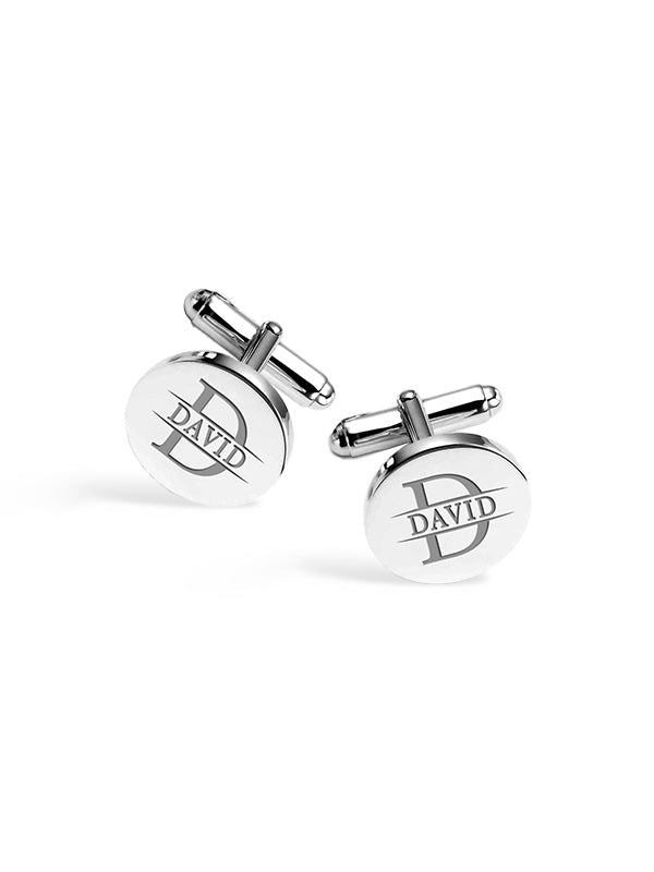 Personalised Engraved Initial or Name Designer Round Cufflinks for Mena and Boys
