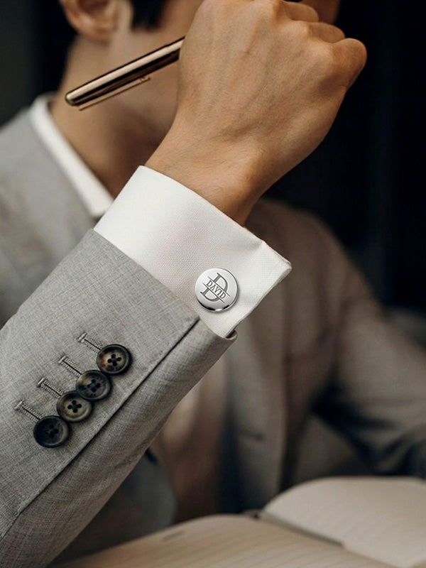 Personalized Designer Round Initial Cufflinks