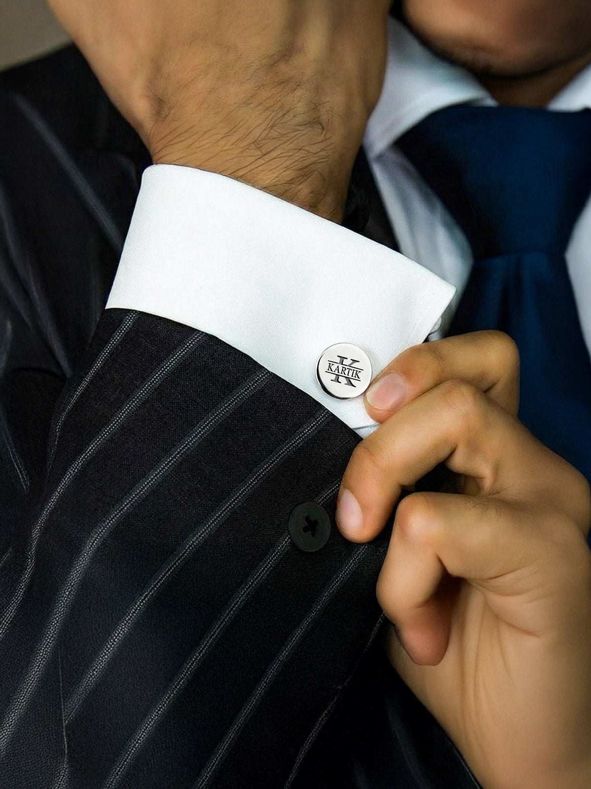 Personalized Designer Round Initial Cufflinks