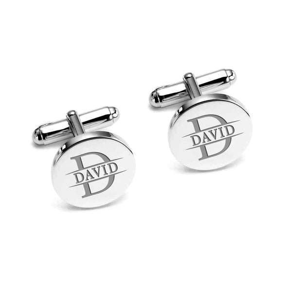 Personalised Engraved Initial or Name Designer Round Cufflinks for Mena and Boys