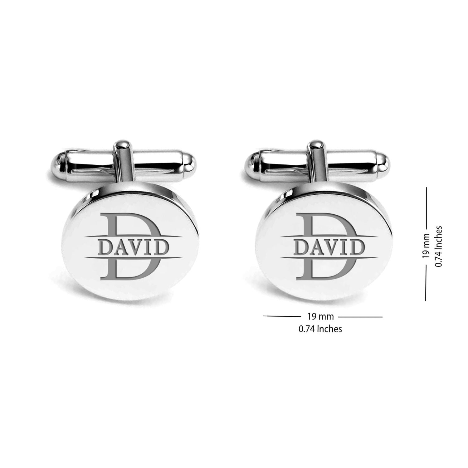Personalised Engraved Initial or Name Designer Round Cufflinks for Mena and Boys