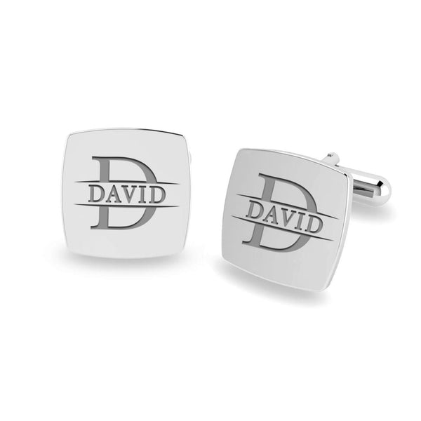 Personalised Engraved Initial or Name Designer Square Cufflinks for Men and Boys