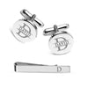 Personalised 925 Sterling Silver Engraved Initial or Name Designer Round Cufflinks and Tie Clip Set Collection Ideal for Men and Boys