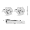 Personalised 925 Sterling Silver Engraved Initial or Name Designer Hexagon Cufflinks and Tie Clip Set Collection Ideal Men and Boys
