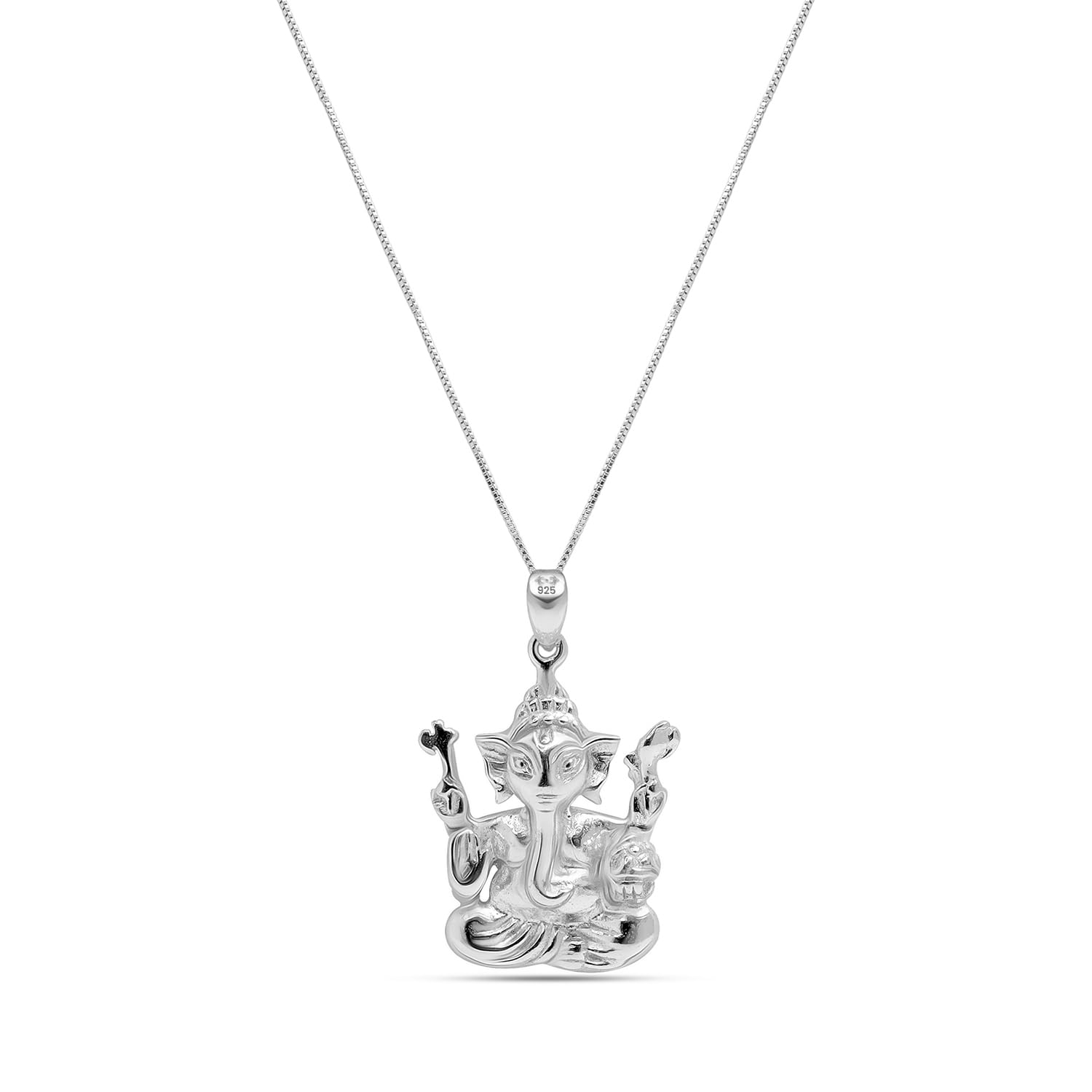 925 Sterling Silver Ganesha Pendant Necklace for Men