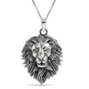 925 Sterling Silver Oxidized Lion King Pendant Necklace for Men