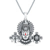 925 Sterling Silver CZ Lord Tirupati Balaji Locket Pendant Necklace for Men