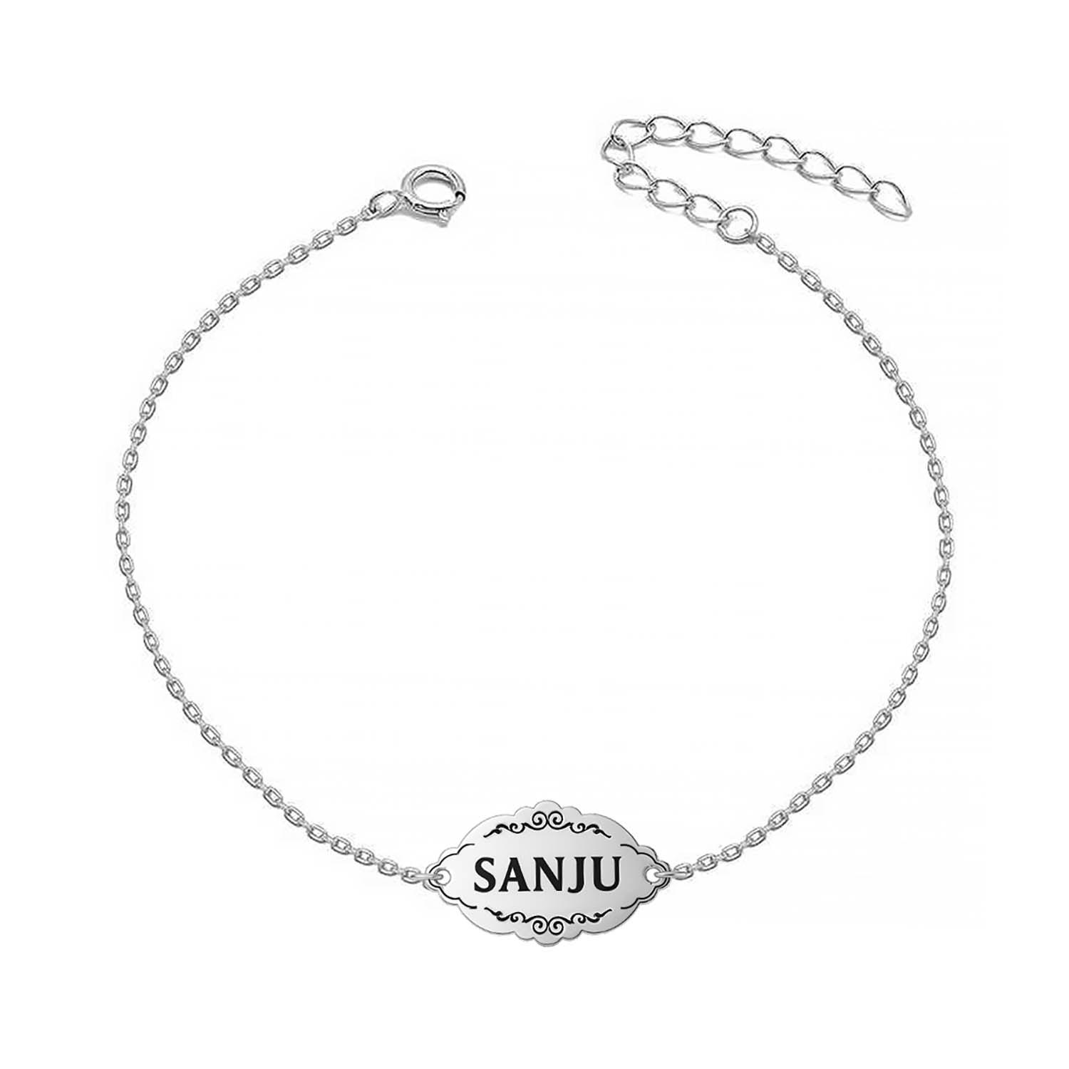 Personalised 925 Sterling Silver Name Designer With Cable Chain Rakhi Bracelet for Brother