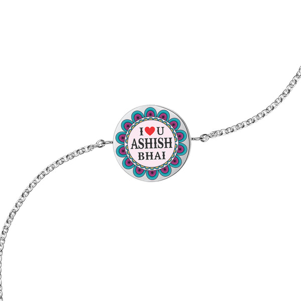 Personalised 925 Sterling Silver Name & Message I Love You Bhai Rakhi Bracelet for Brother