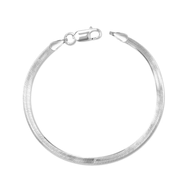 925 Sterling Silver Solid Flexible Flat Herringbone Lightweight Link Chain Anklet for Women (SINGLE ANKLET)