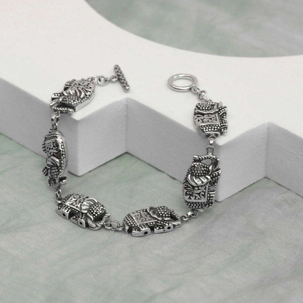 925 Sterling Silver Elephant Toggle Bracelet for Women Teen