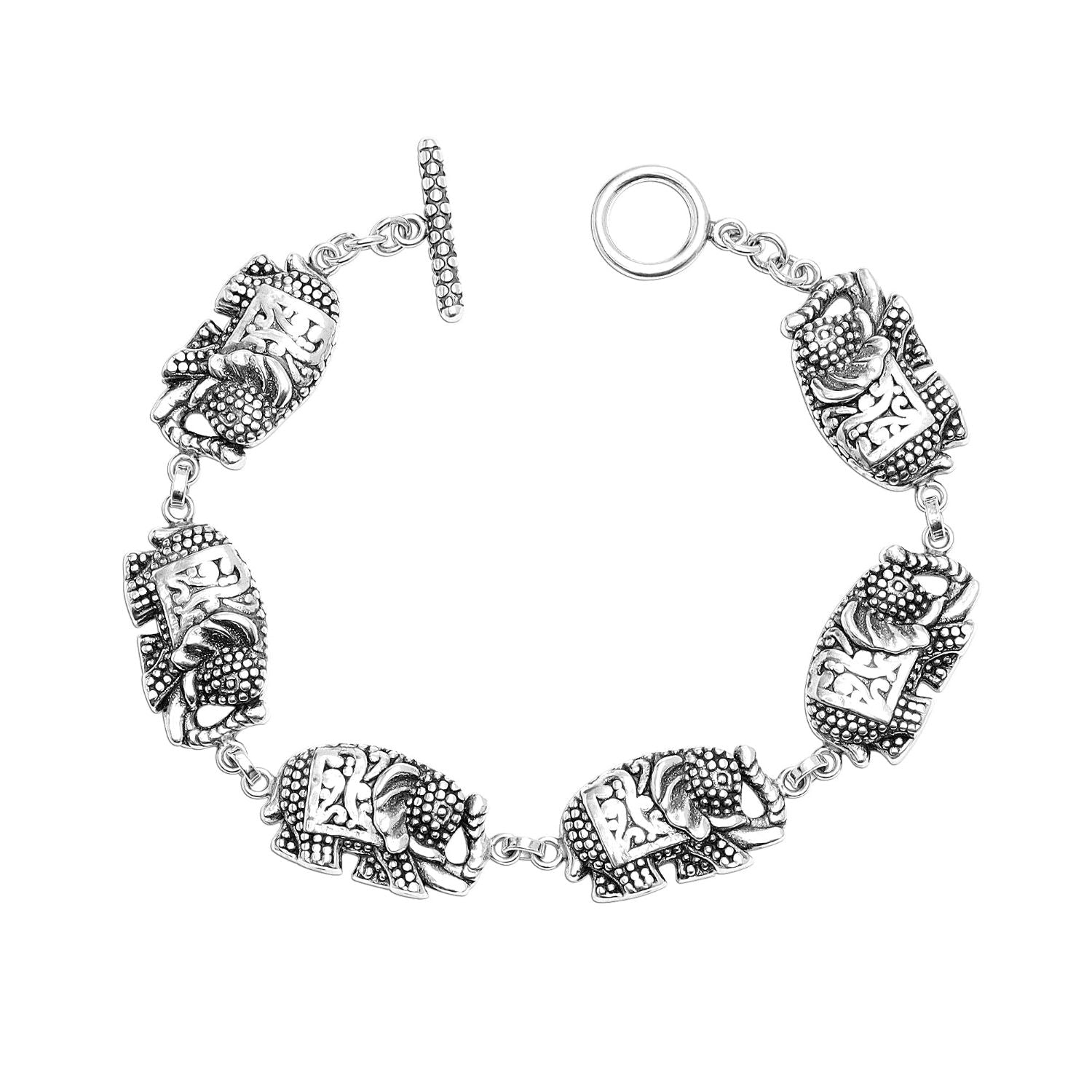 925 Sterling Silver Elephant Toggle Bracelet for Women Teen