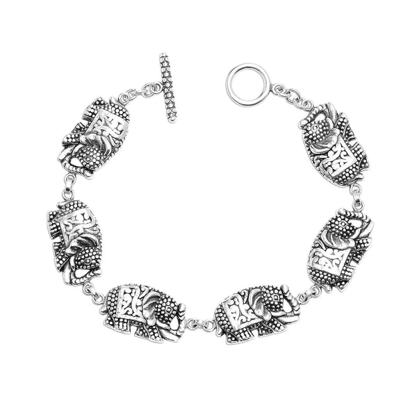 925 Sterling Silver Elephant Toggle Bracelet for Women Teen