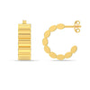 925 Sterling Silver 18K Gold-Plated Textured Hoop Earrings for Women Teen