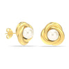 925 Sterling Silver Jewellery Gold-Plated Love Knot Pearl Stud Earrings for Women