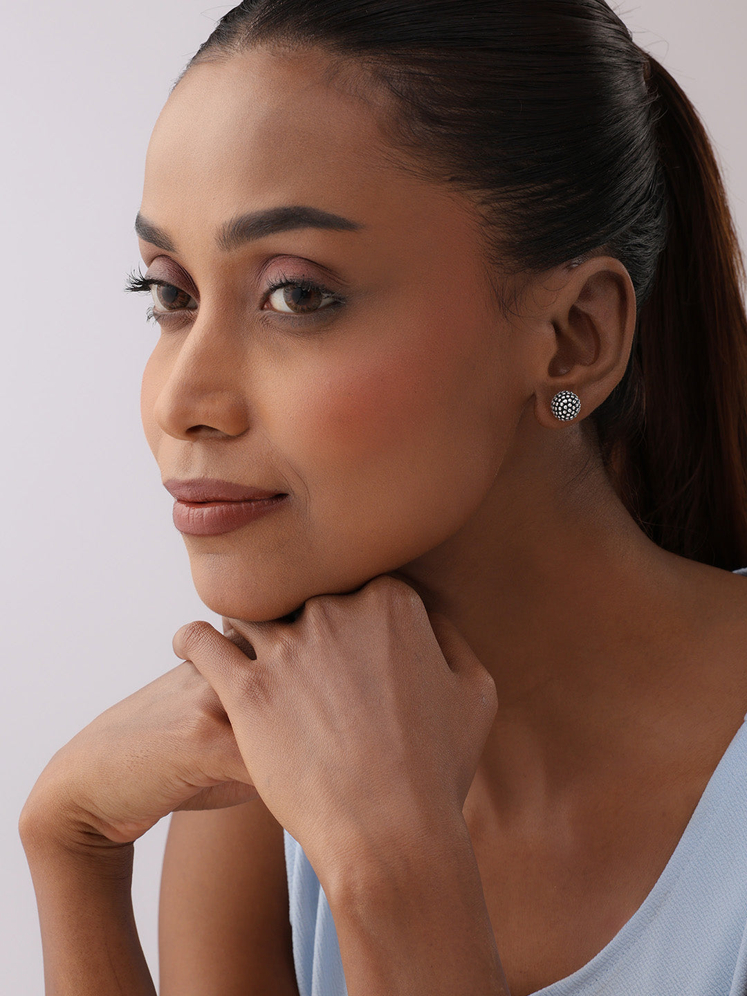 Dual Tone Stud Earrings