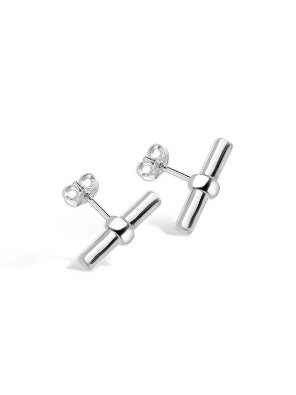 925 Steling Silver Lightweight Round T-Bar Stud Earrings for Women
