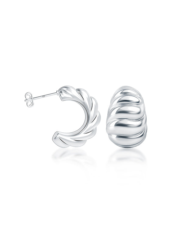 Nova Curve Silver Hoop Earrings