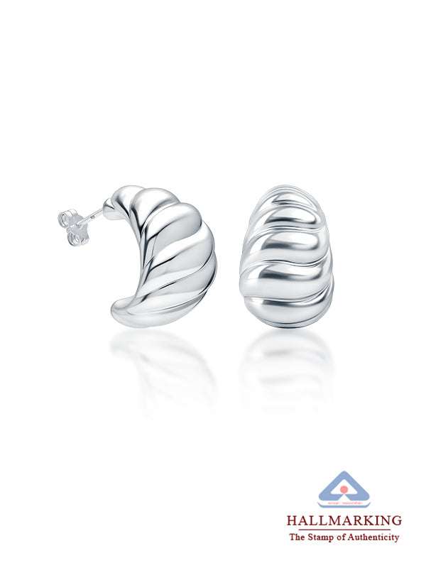 Nova Curve Silver Hoop Earrings