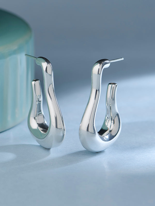 Nova Curve Rose-Gold Hoop Earrings