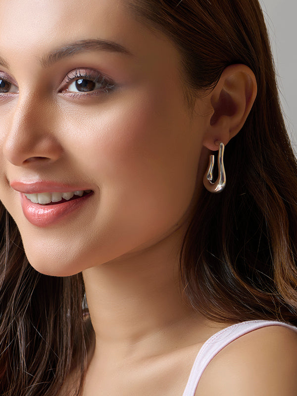 Nova Curve Rose-Gold Hoop Earrings