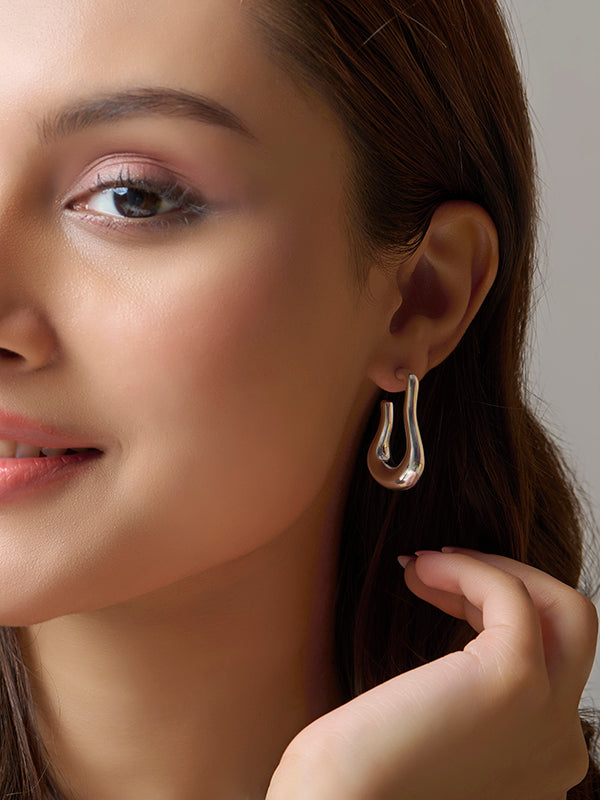 Nova Curve Rose-Gold Hoop Earrings