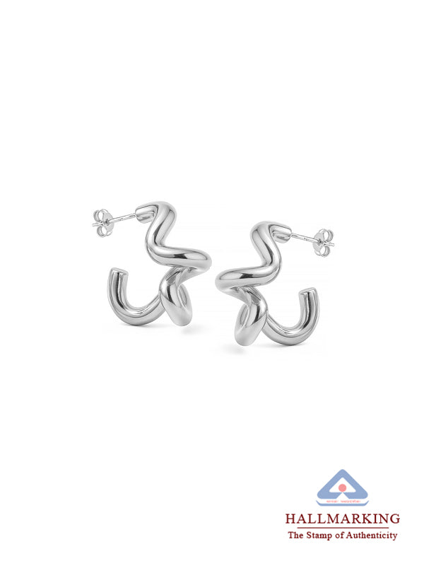 Lumin dual arc silver earrings